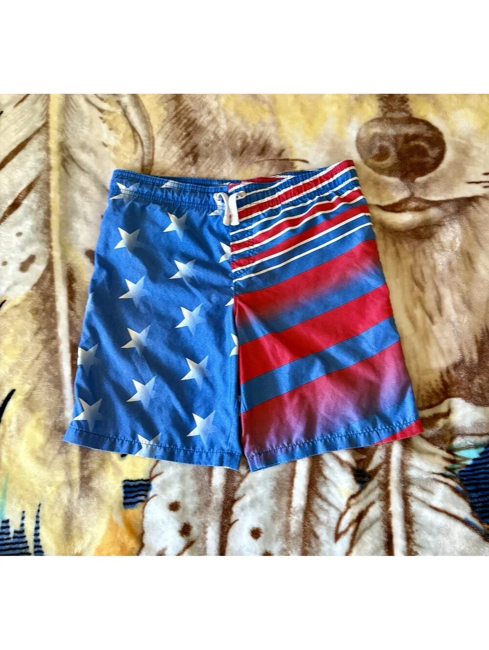 Wonder Nation Boys American Flag Swim Trunks Size Medium M 8 Patriotic